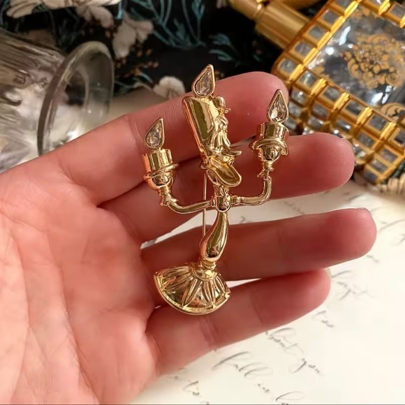 Candle Holder Beauty&Beast Gold Brooch - Picture 3 of 16